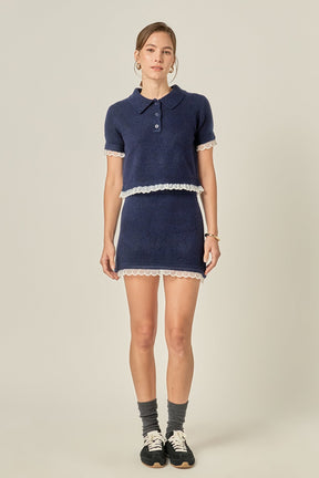 ENGLISH FACTORY - Scallop Detailed Knit Top - TOPS available at Objectrare