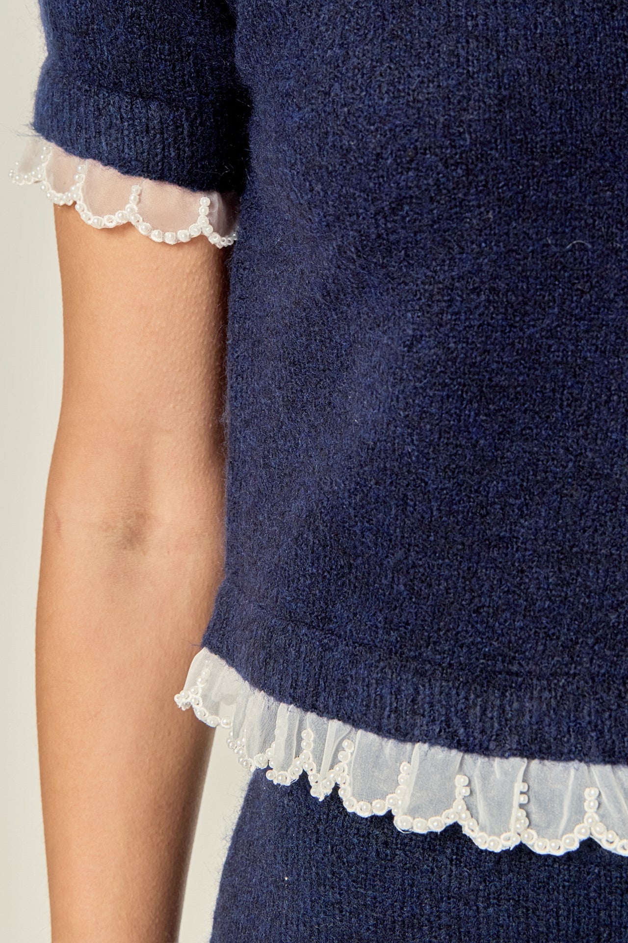 ENGLISH FACTORY - Scallop Detailed Knit Top - TOPS available at Objectrare