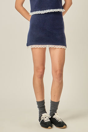 ENGLISH FACTORY - Scallop Detailed Knit Skirt - SKIRTS available at Objectrare