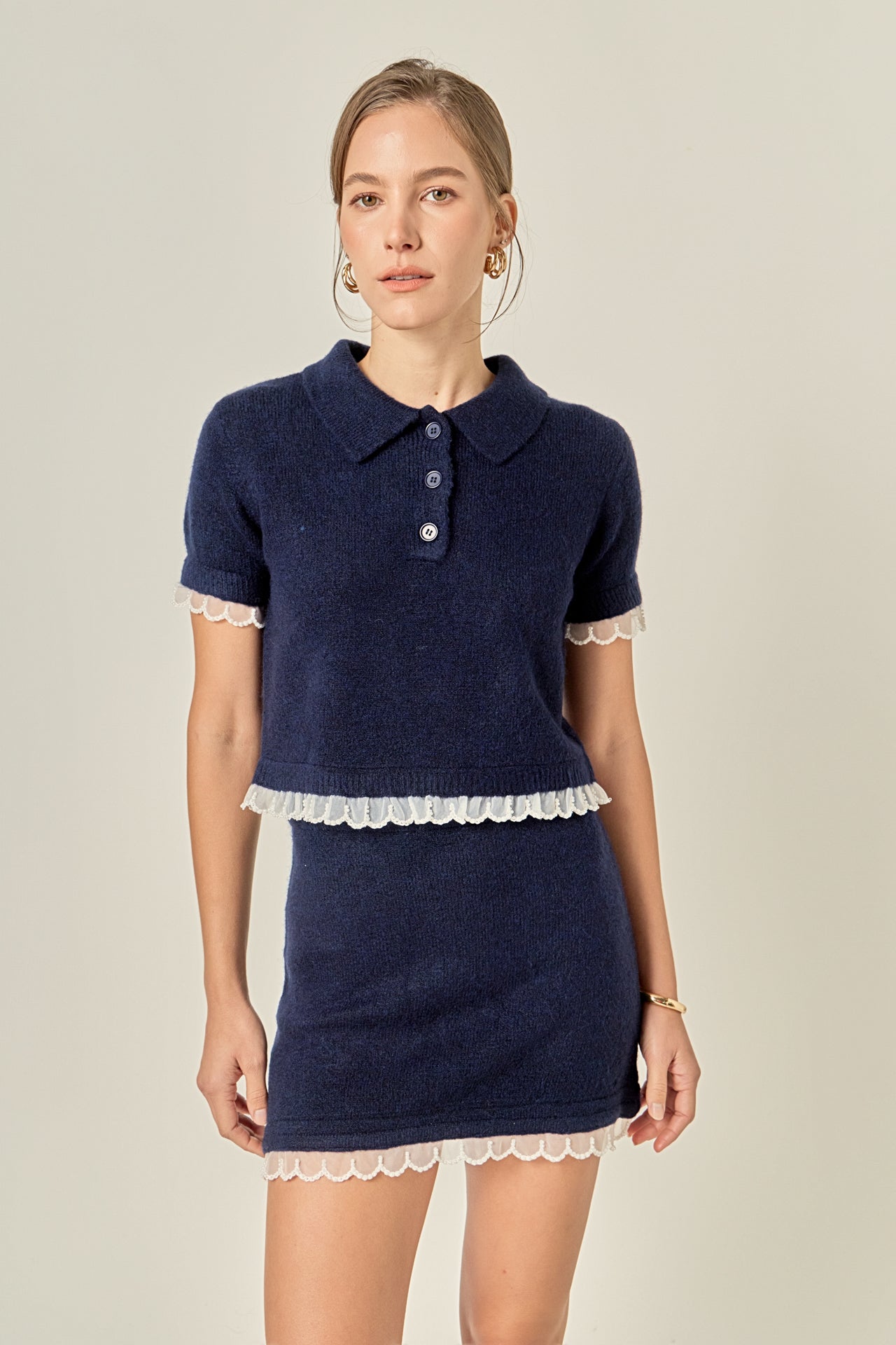 ENGLISH FACTORY - Scallop Detailed Knit Skirt - SKIRTS available at Objectrare