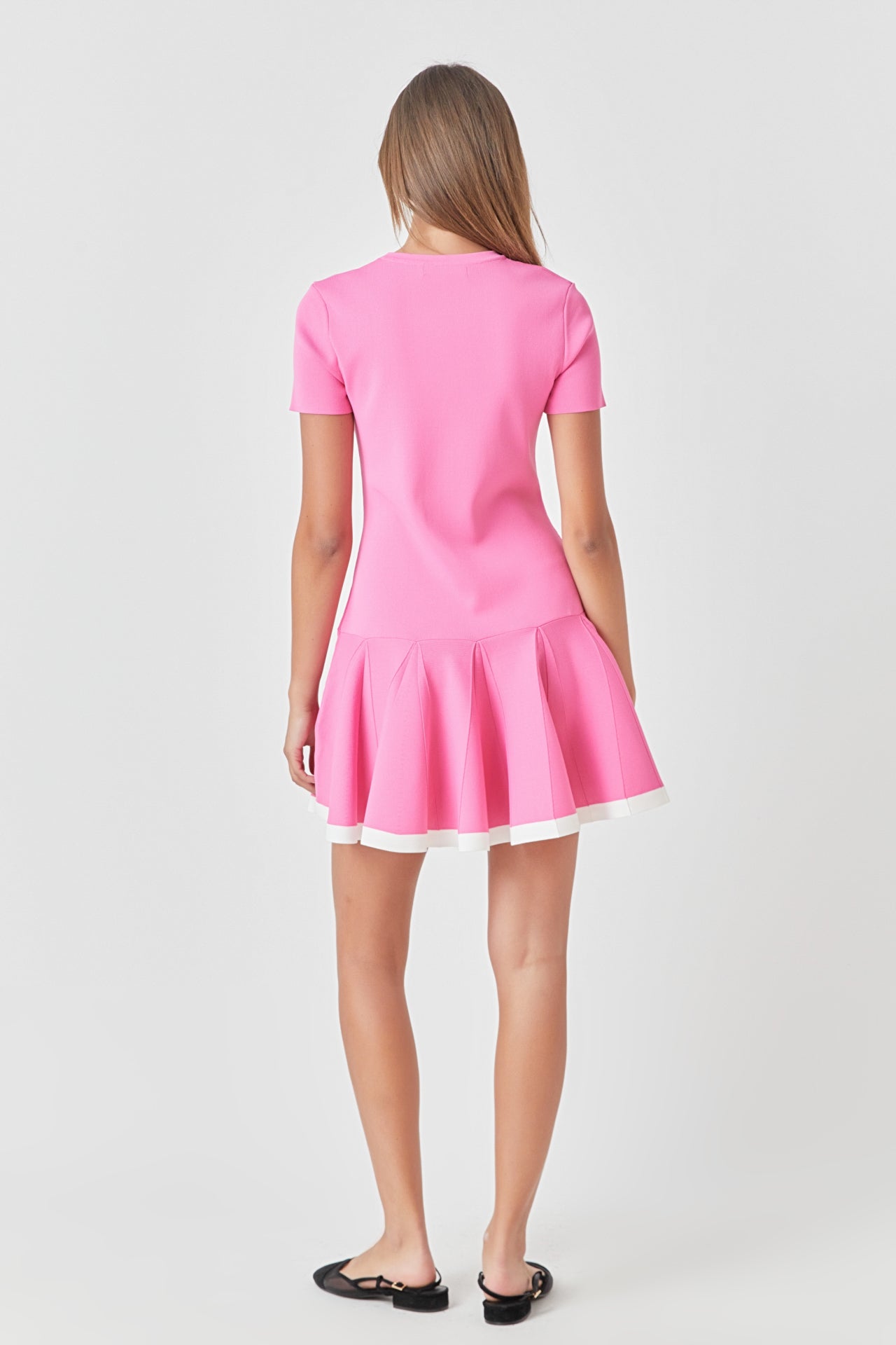 Pleated Mini Knit Dress