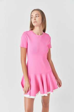 ENGLISH FACTORY - Pleated Mini Knit Dress - DRESSES available at Objectrare