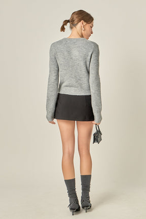 ENGLISH FACTORY - Scallop Pearl Detail Knit Cardigan - SWEATERS & KNITS available at Objectrare