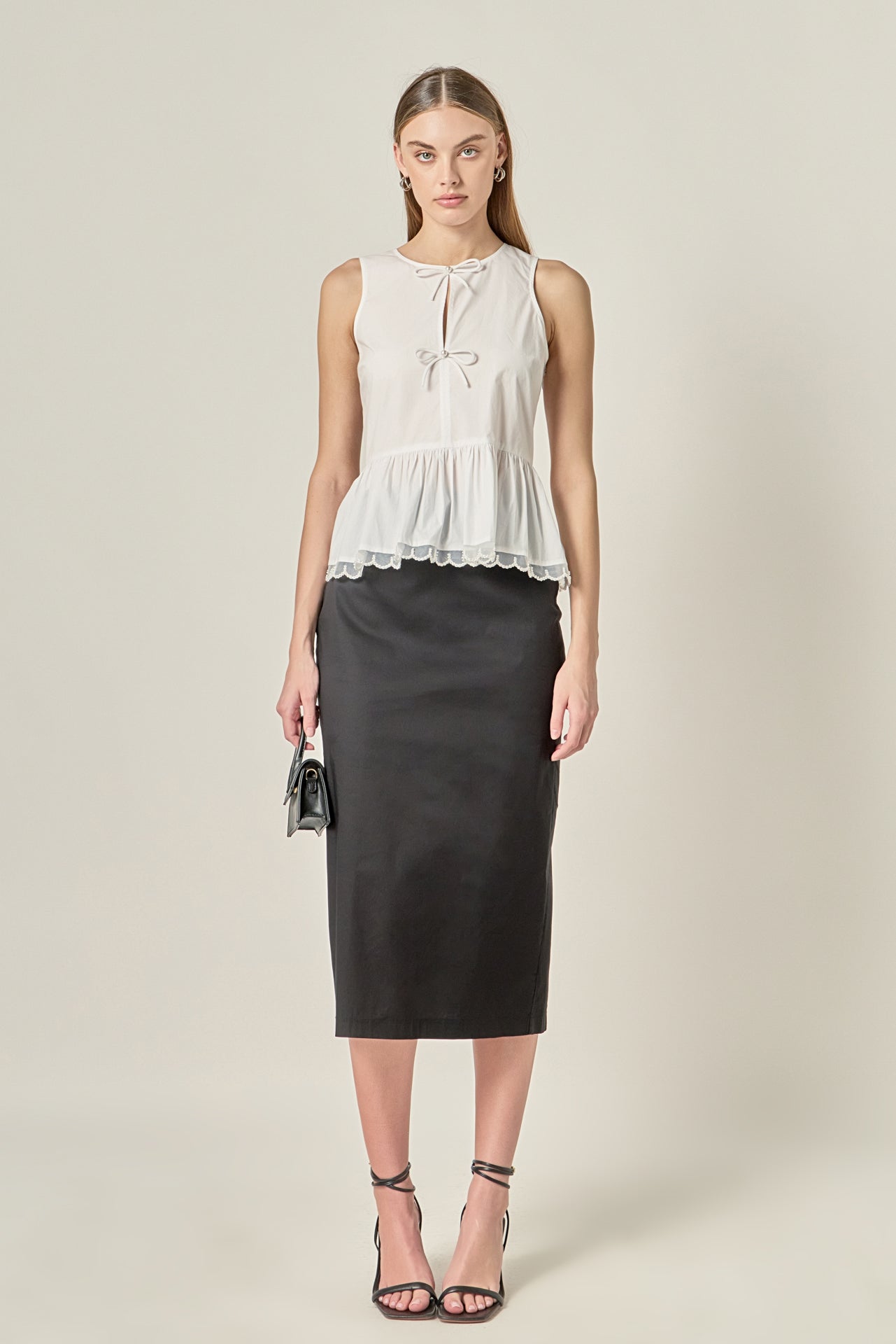 ENGLISH FACTORY - Pearl Bow Scallop Halter Top - TOPS available at Objectrare