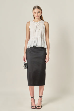 ENGLISH FACTORY - Pearl Bow Scallop Halter Top - TOPS available at Objectrare