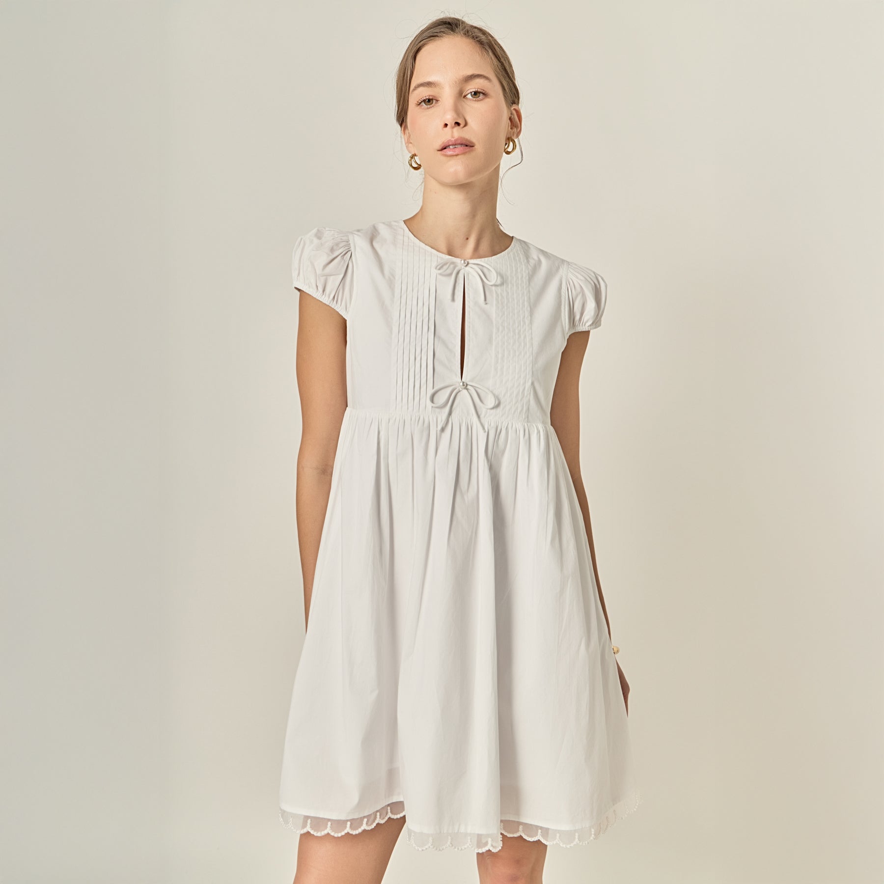 Scallop Trim Babydoll Mini Dress