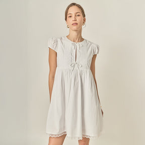 Scallop Trim Babydoll Mini Dress