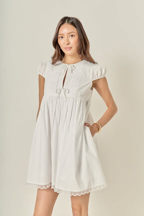 Scallop Trim Babydoll Mini Dress
