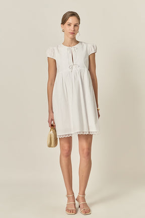 Scallop Trim Babydoll Mini Dress