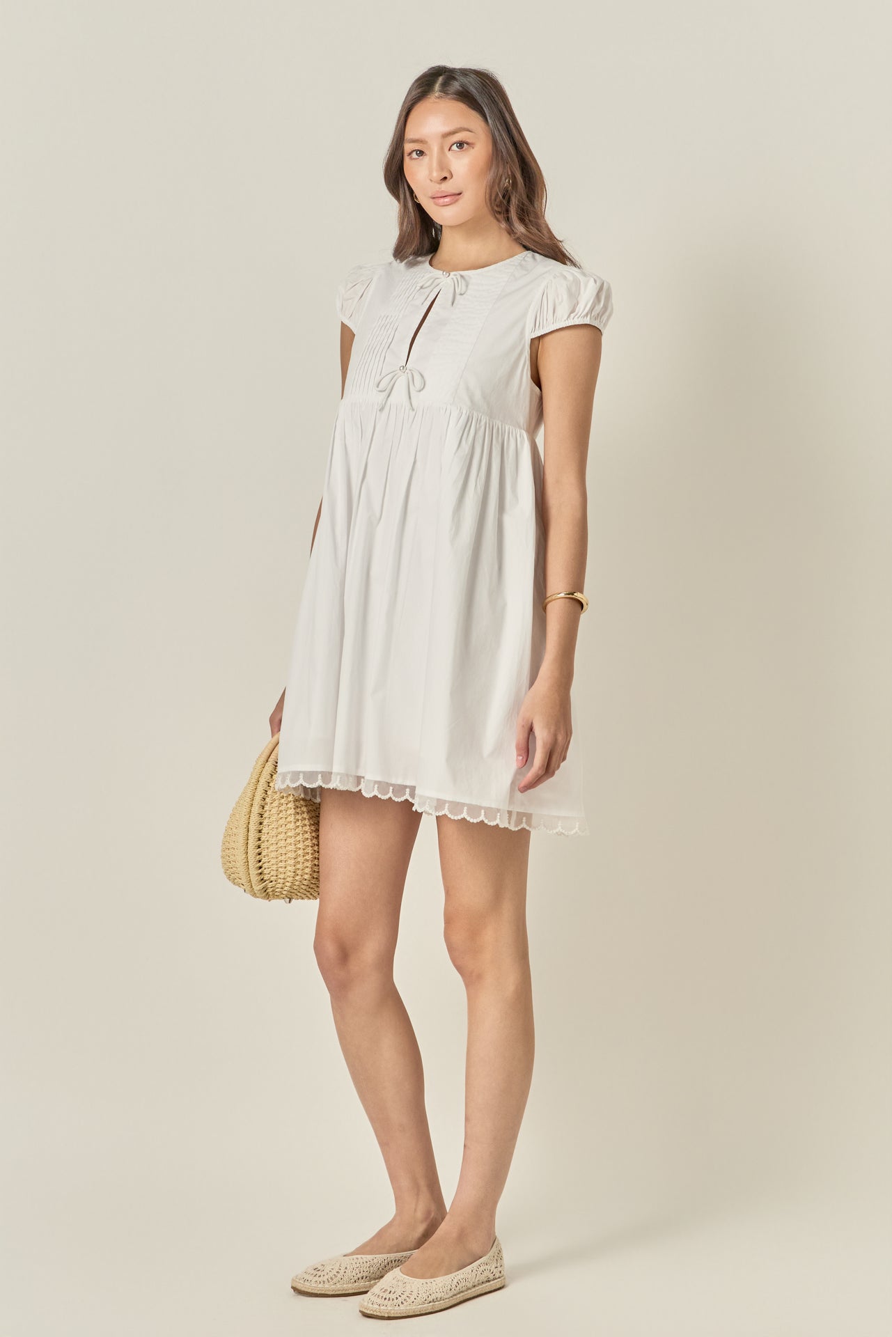 Scallop Trim Babydoll Mini Dress