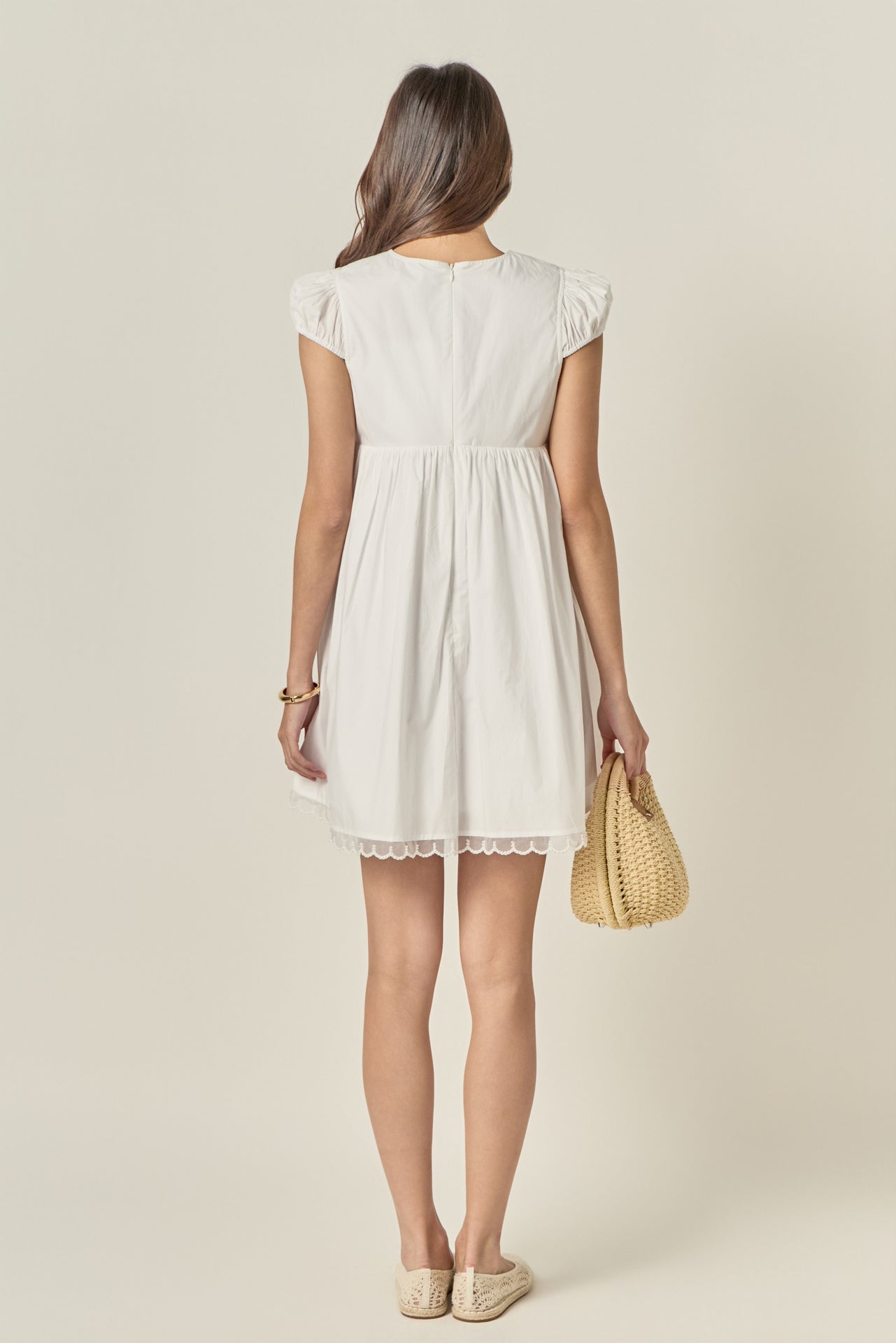 Scallop Trim Babydoll Mini Dress