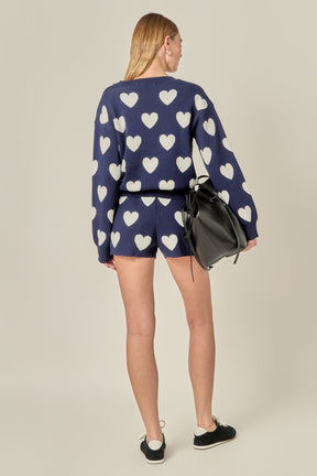 ENGLISH FACTORY - Heart Patterned Knit Shorts - SHORTS available at Objectrare
