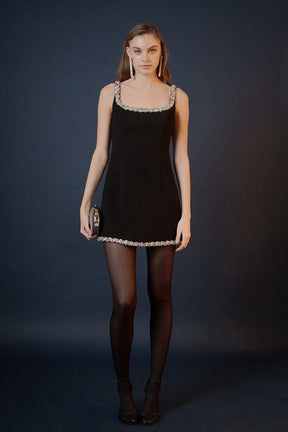 ENDLESS ROSE - Alessia Rhinestone Tape Mini Dress - DRESSES available at Objectrare