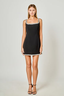 Alessia Rhinestone Tape Mini Dress