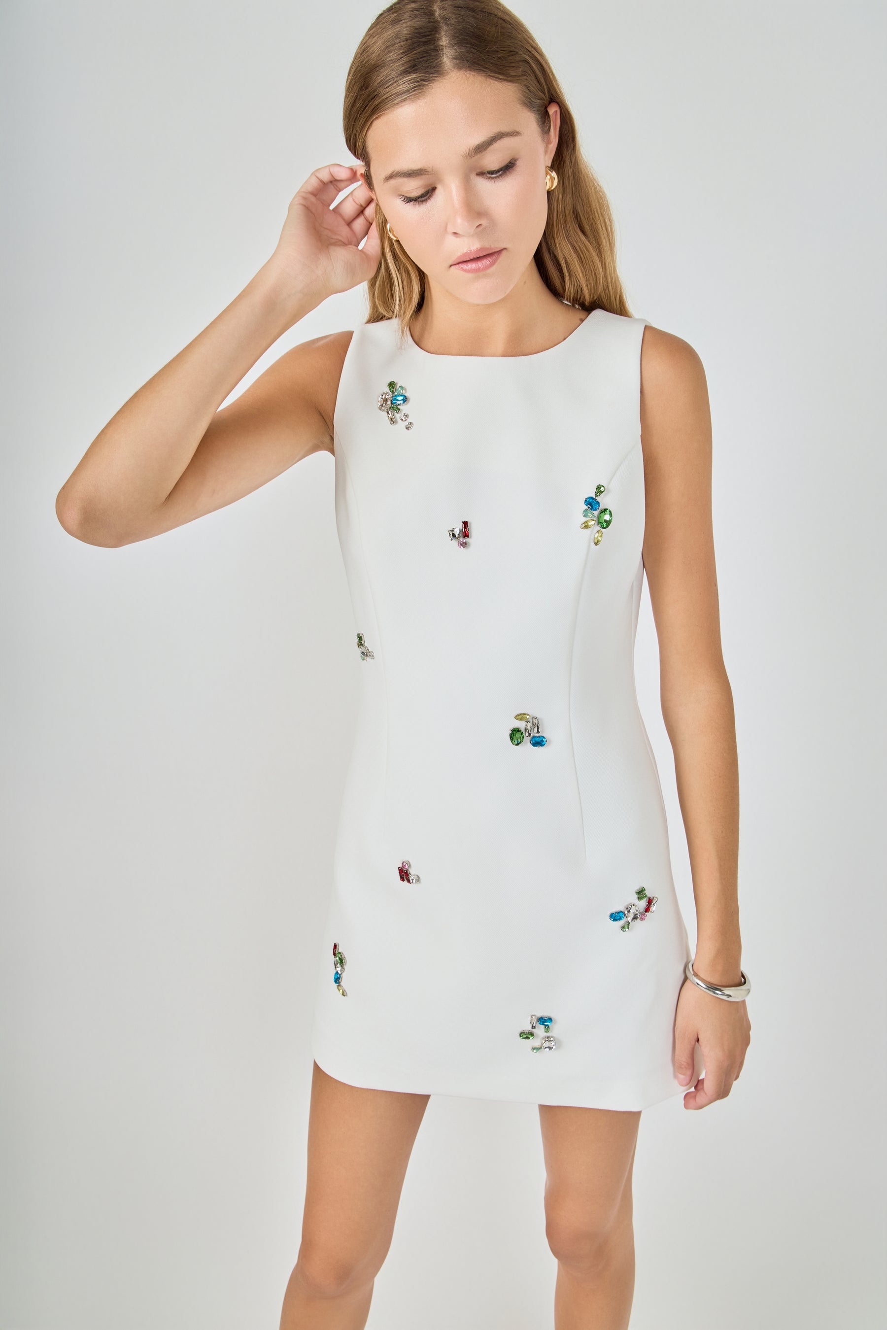 ENDLESS ROSE - Rhinestone Detailed Mini Dress - DRESSES available at Objectrare