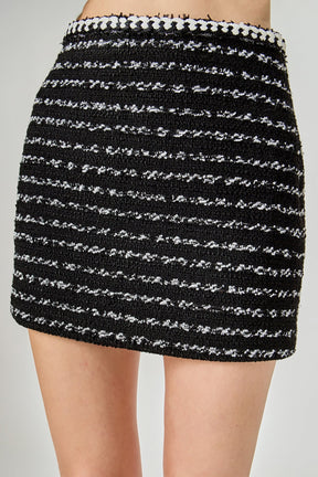 ENDLESS ROSE - Striped Tweed Skirt - SKIRTS available at Objectrare