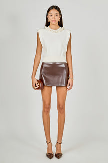 ENDLESS ROSE - Gia Knitted Chain Detail Sleeveless Top - TOPS available at Objectrare