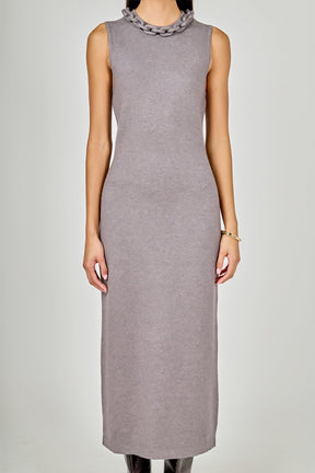 Gia Knitted Chain Detail Sleeveless Midi Dress