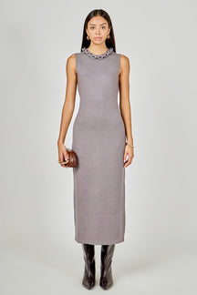 ENDLESS ROSE - Gia Knitted Chain Detail Sleeveless Midi Dress - DRESSES available at Objectrare