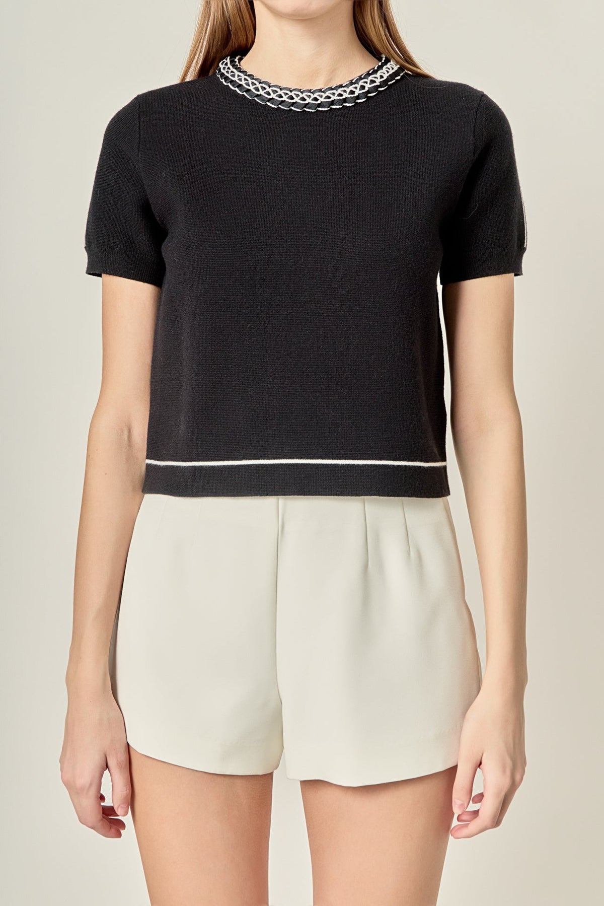 ENGLISH FACTORY - Braided Detail Knit Top - TOPS available at Objectrare