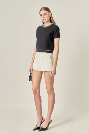 ENGLISH FACTORY - Braided Detail Knit Top - TOPS available at Objectrare