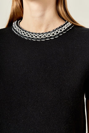 ENGLISH FACTORY - Braided Detail Knit Top - TOPS available at Objectrare