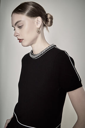 ENGLISH FACTORY - Braided Detail Knit Top - TOPS available at Objectrare