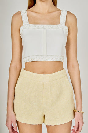 ENDLESS ROSE - Flower and Pearl Trim Knit Top - TOPS available at Objectrare