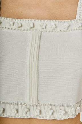 ENDLESS ROSE - Flower and Pearl Trim Knit Top - TOPS available at Objectrare