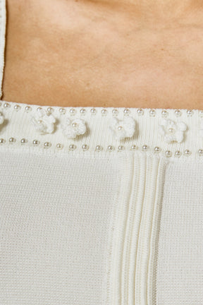 ENDLESS ROSE - Flower and Pearl Trim Knit Top - TOPS available at Objectrare