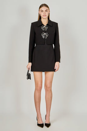 ENDLESS ROSE - Rhinestone Bow Cropped Jacket - JACKETS available at Objectrare
