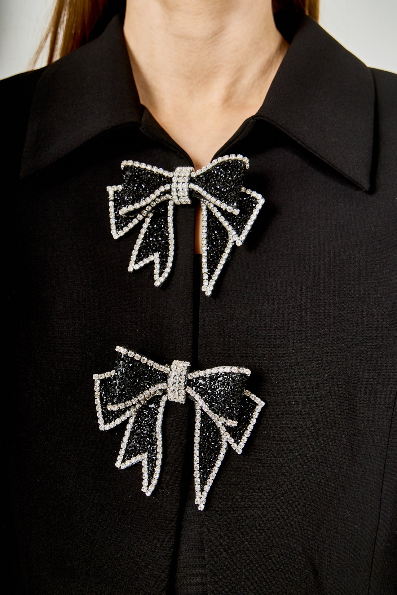 ENDLESS ROSE - Rhinestone Bow Cropped Jacket - JACKETS available at Objectrare