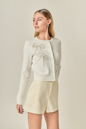 ENGLISH FACTORY - Bow Detail Cardigan - SWEATERS & KNITS available at Objectrare