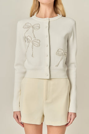 ENGLISH FACTORY - Bow Detail Cardigan - SWEATERS & KNITS available at Objectrare