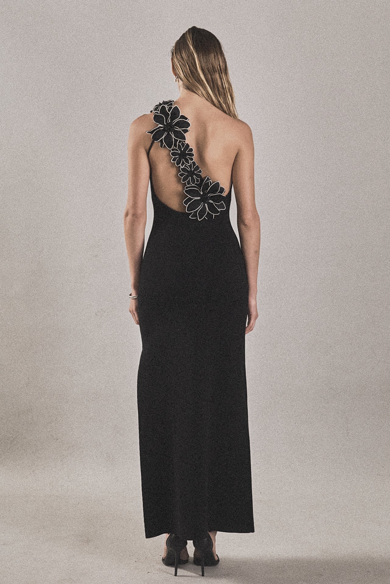 ENDLESS ROSE - Flower Detail One Shoulder Knit Maxi Dress - DRESSES available at Objectrare