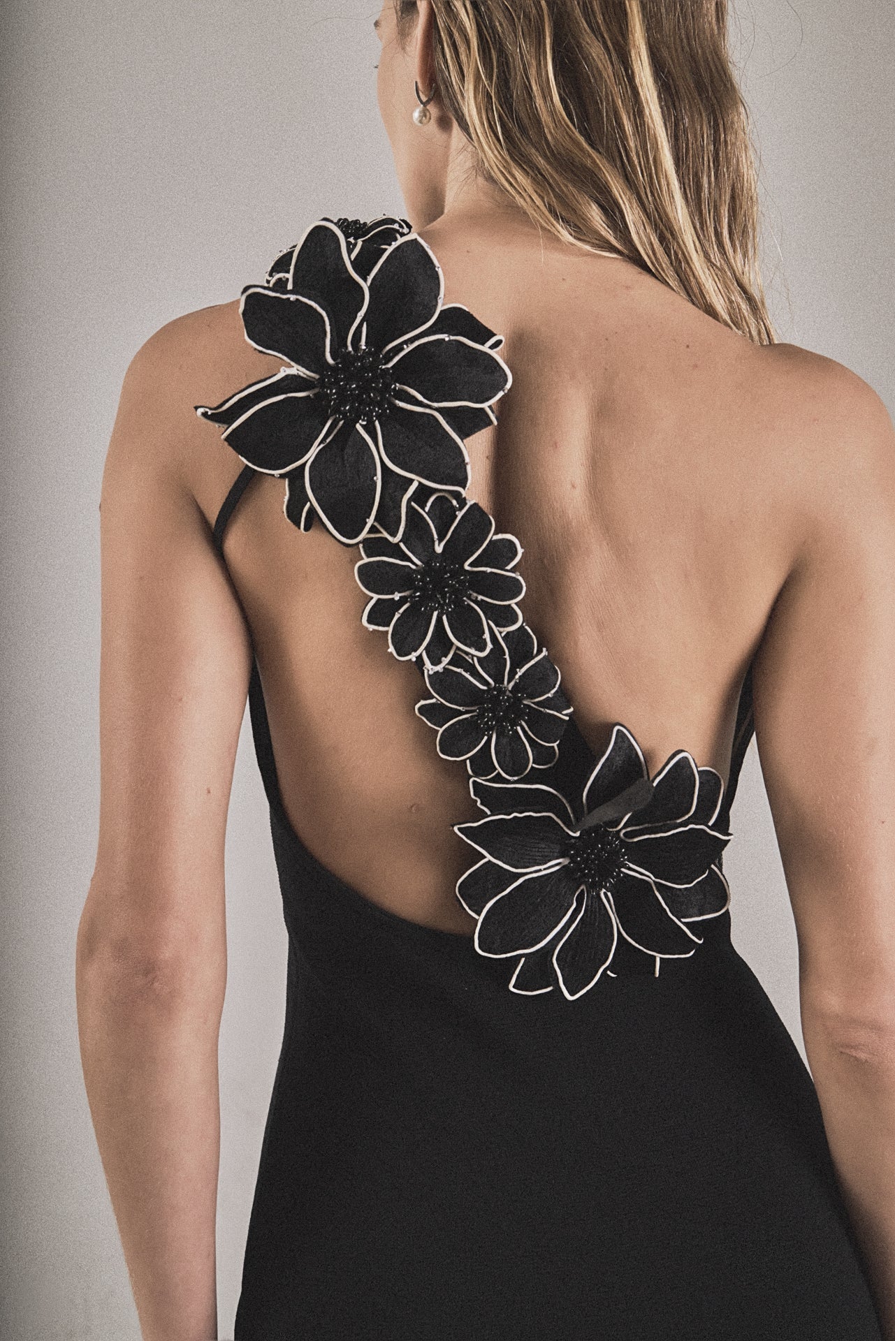 Flower Detail One Shoulder Knit Maxi Dress