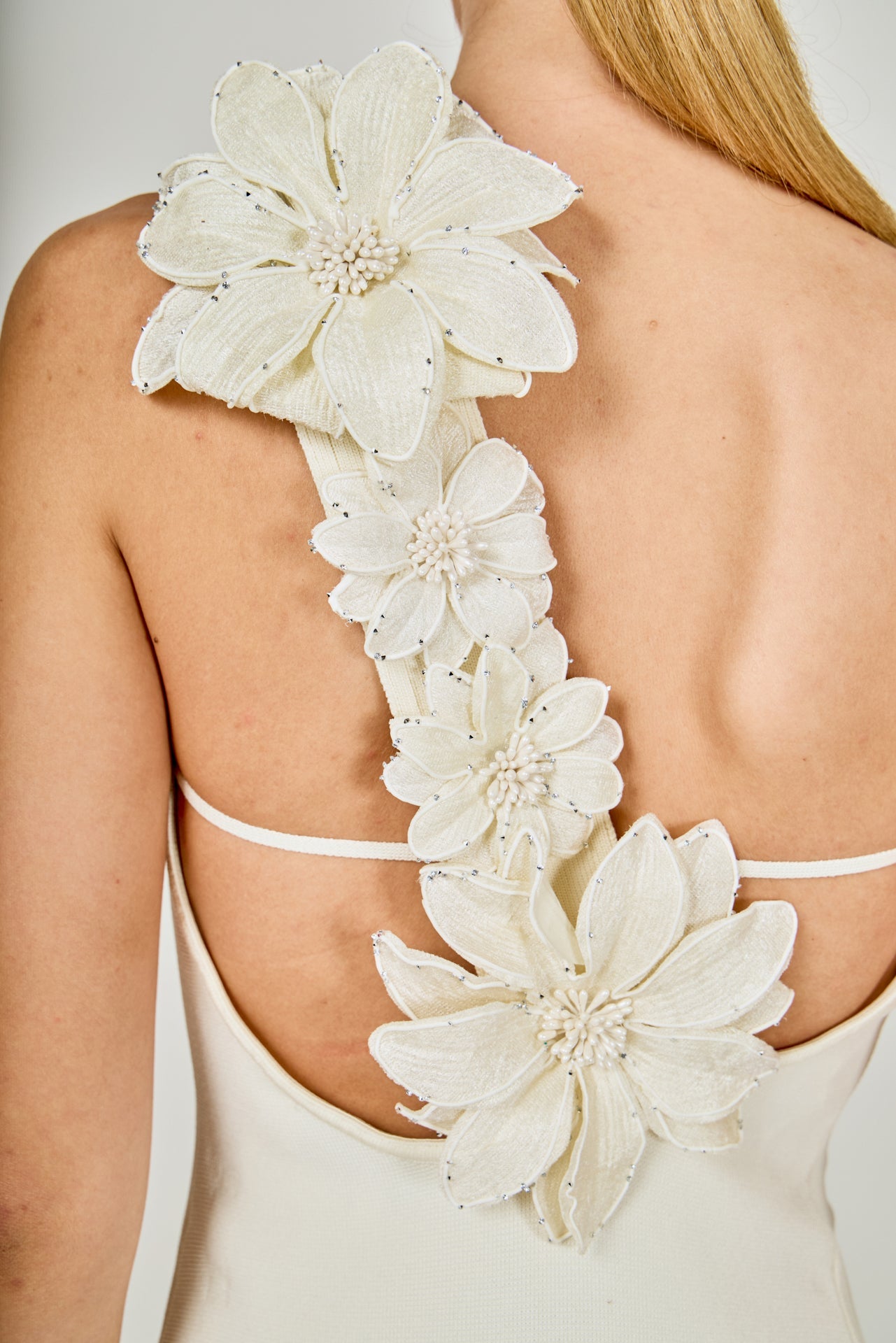 Flower Detail One Shoulder Knit Maxi Dress