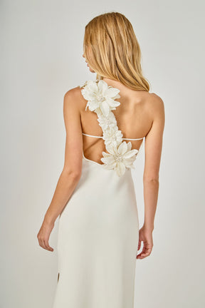 ENDLESS ROSE - Flower Detail One Shoulder Knit Maxi Dress - DRESSES available at Objectrare