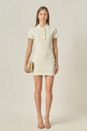 ENGLISH FACTORY - Ruffle Trim Polo Mini Dress - DRESSES available at Objectrare