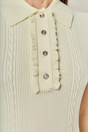 ENGLISH FACTORY - Ruffle Trim Polo Mini Dress - DRESSES available at Objectrare