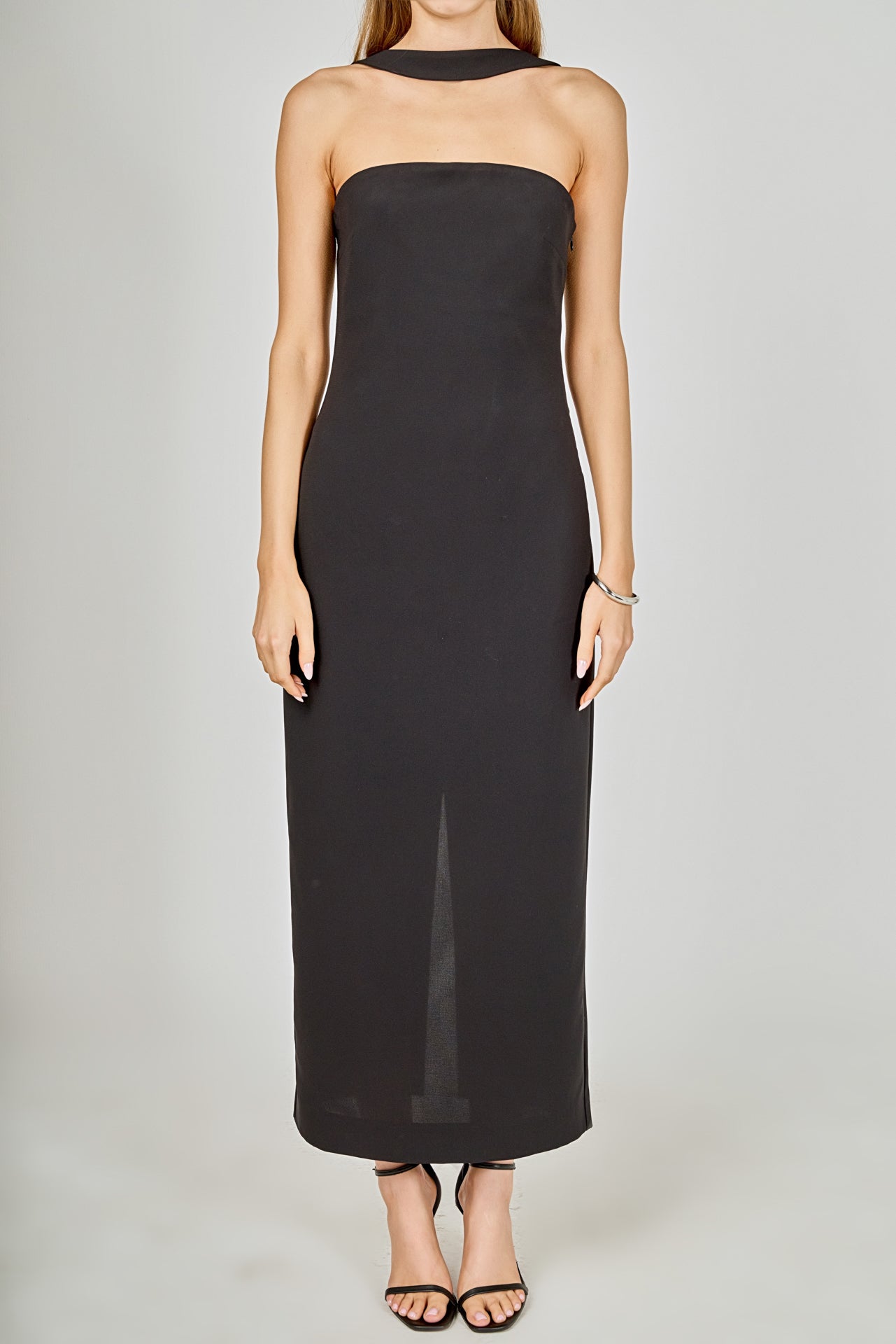 ENDLESS ROSE - Neck Detail Fitted Maxi Dress - DRESSES available at Objectrare