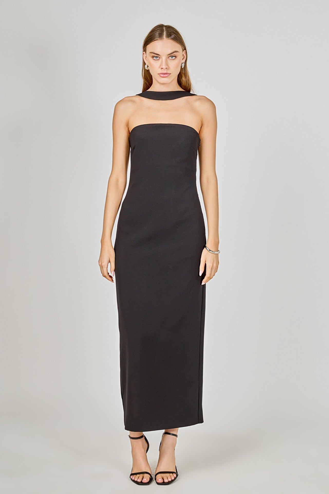 ENDLESS ROSE - Neck Detail Fitted Maxi Dress - DRESSES available at Objectrare