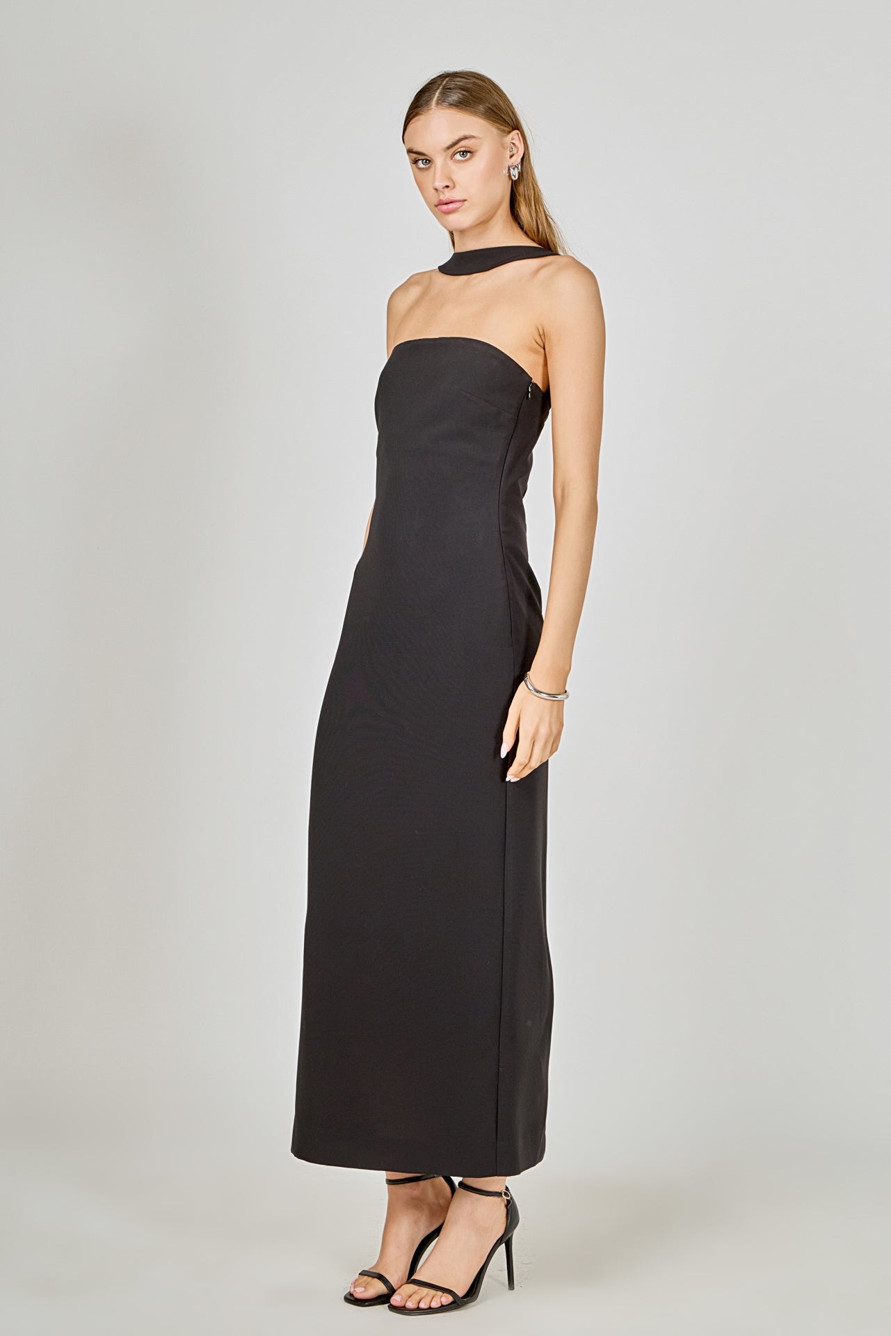 ENDLESS ROSE - Neck Detail Fitted Maxi Dress - DRESSES available at Objectrare