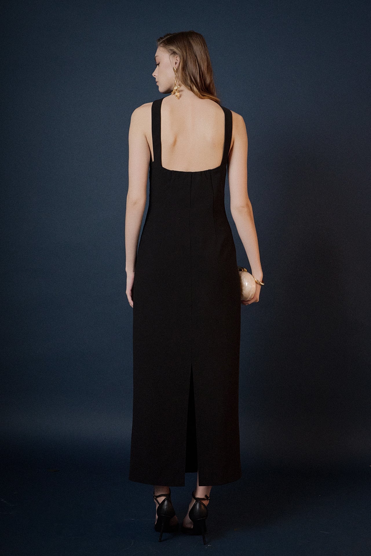 Neck Detail Fitted Maxi Dress