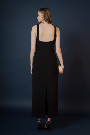 Neck Detail Fitted Maxi Dress