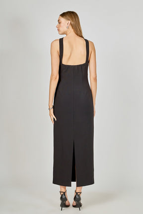 ENDLESS ROSE - Neck Detail Fitted Maxi Dress - DRESSES available at Objectrare