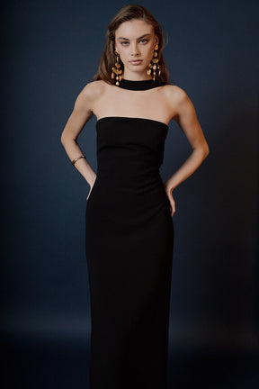 Neck Detail Fitted Maxi Dress