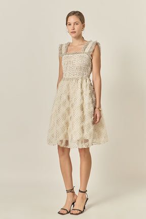 Polka Dot Organza Smocked Midi Dress