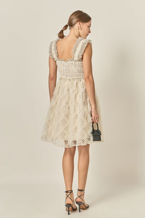 Polka Dot Organza Smocked Midi Dress