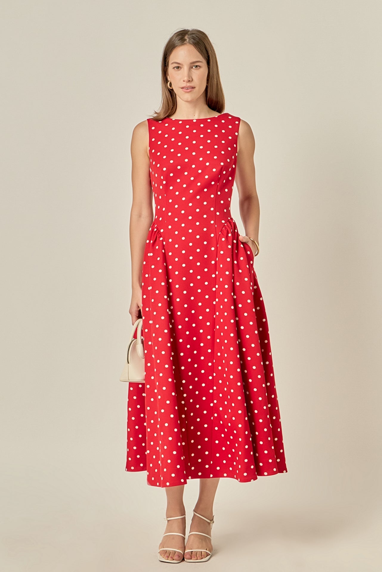 ENGLISH FACTORY - Polka Dot Sleeveless Midi Dress - DRESSES available at Objectrare